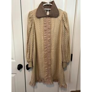 Juan Colón Puerto Rico Designer Long Sleeve Dress Yellow Size M-L